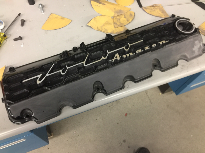 Customized valve cover for the BMW engine.